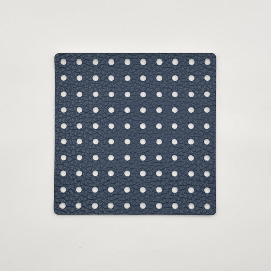 Leather Panel - Square / Denim Blue & Beige