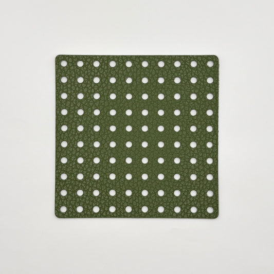 Leather Panel - Square / Military Green & Black