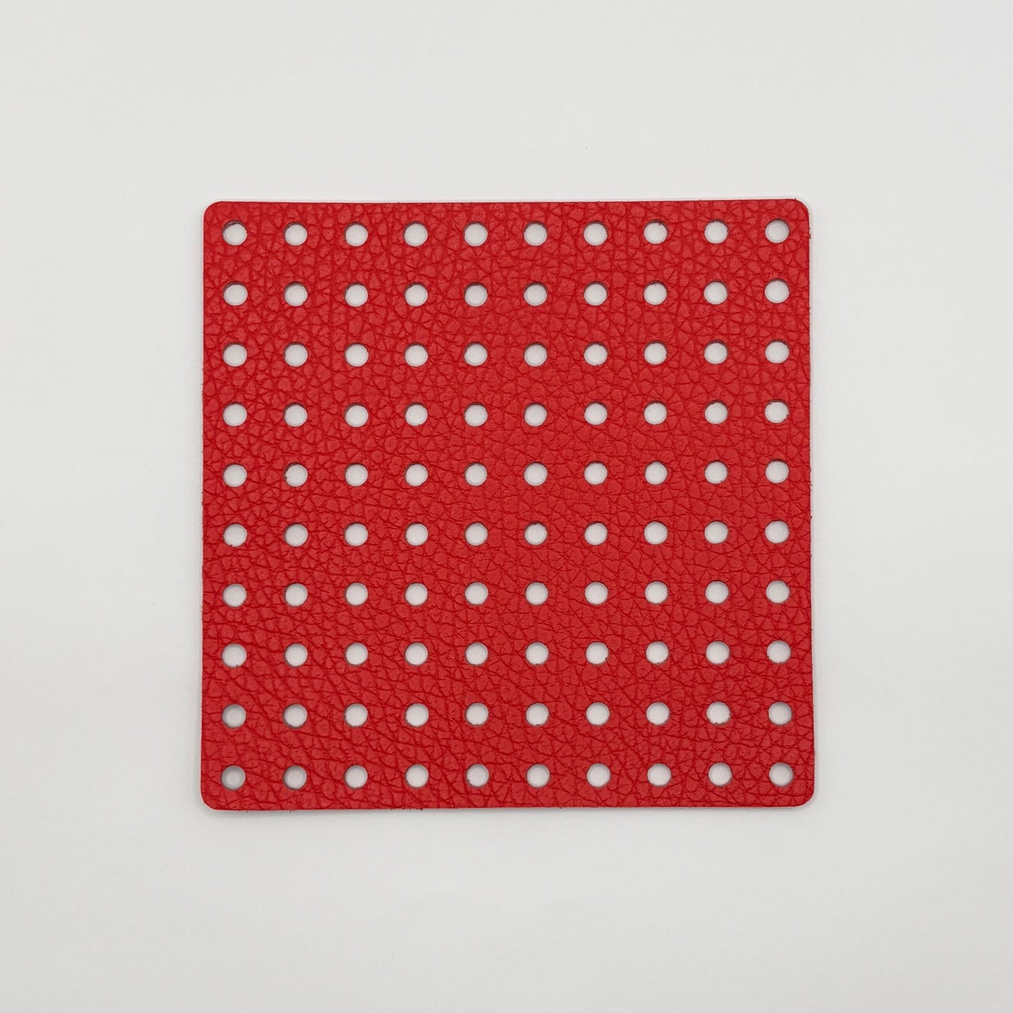 Leather Panel - Square / Red & Beige