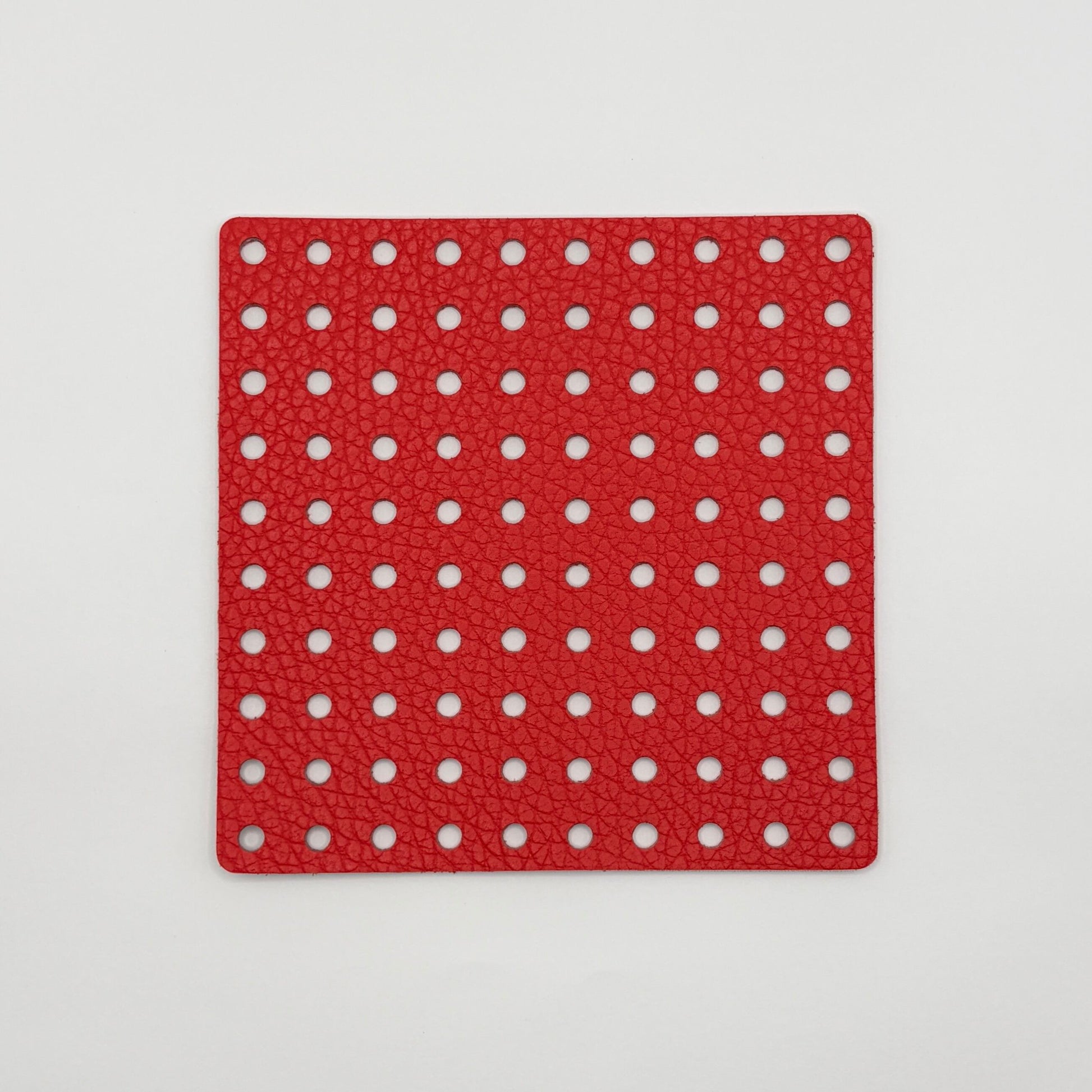 Leather Panel - Square / Red & Beige