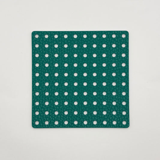 Leather Panel - Square / Blue Green & Beige