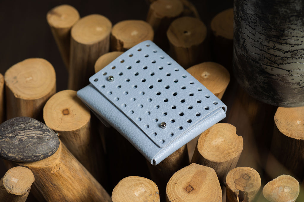 Wallet Leather light-blue back